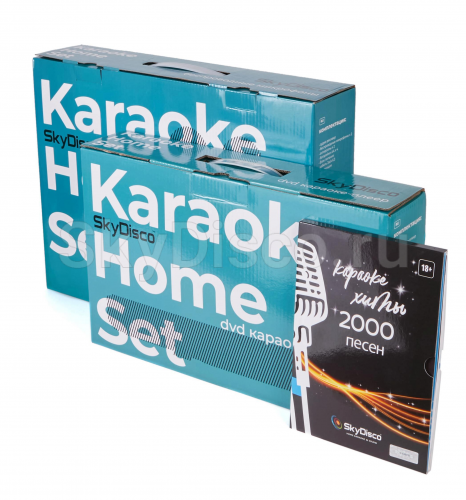 Караоке с акустикой и микрофонами SkyDisco Karaoke Home Set Music Pro: приставка с баллами, микрофоны, колонки 2.0, диск 2000 песен фото 15