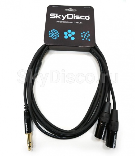 Инструментальный кабель Skydisco Jack 6.35 стерео "папа" - 2xXLR "папа" 3 м